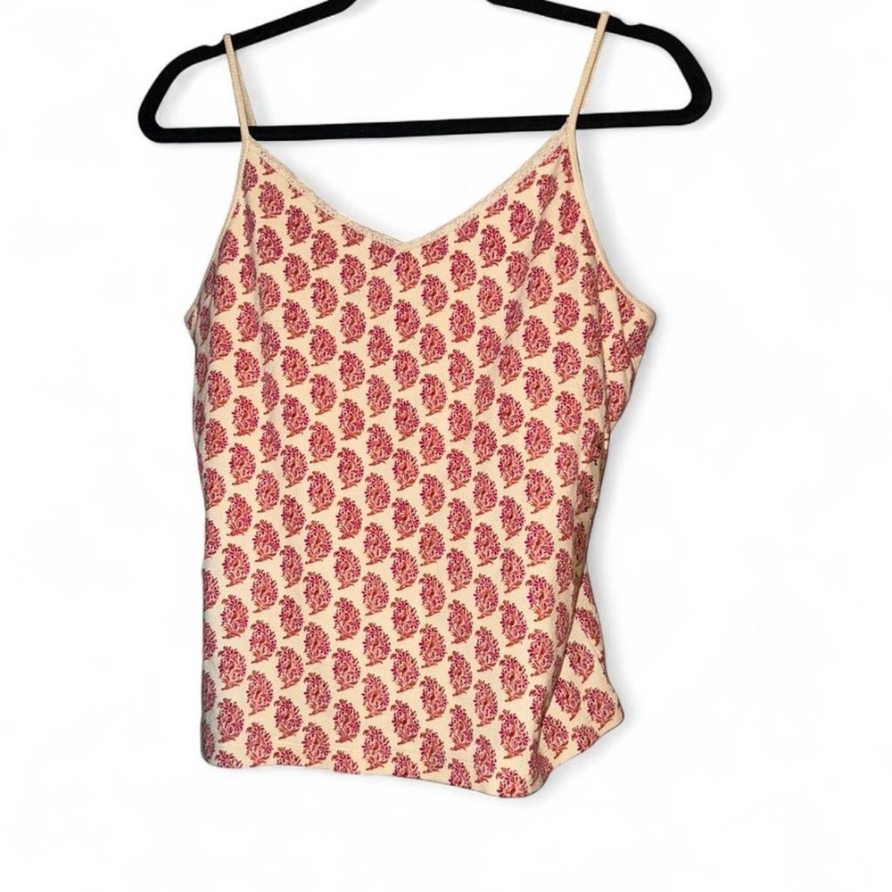 Gap Y2K Red and cream floral cami top with lace trim.